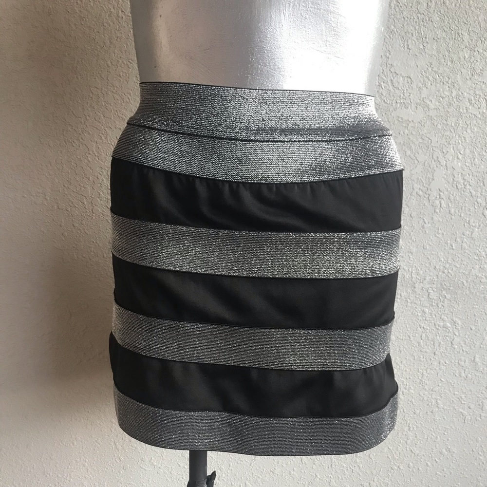 Black and silver mini skirt